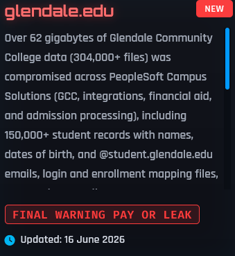 Alleged data breach of Glendale Community College