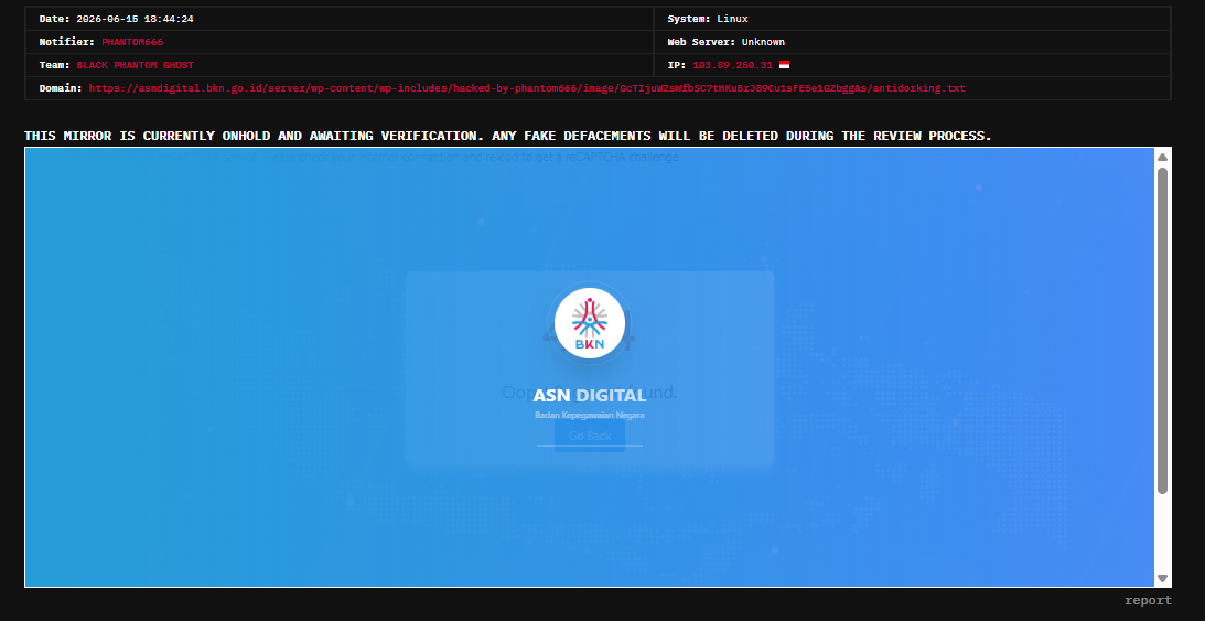 PHANTOM666 targets the website of National Civil Service Agency