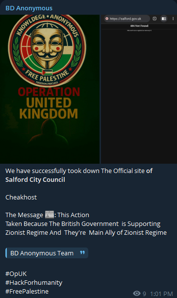 BD Anonymous targets the website of Salford City Council