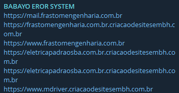 BABAYO EROR SYSTEM targets the website of Criação de Sites em BH
