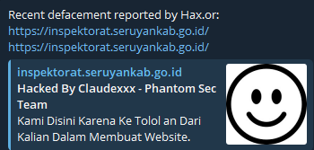 Hax.or targets the website of Regional Inspectorate of Seruyan Regency
