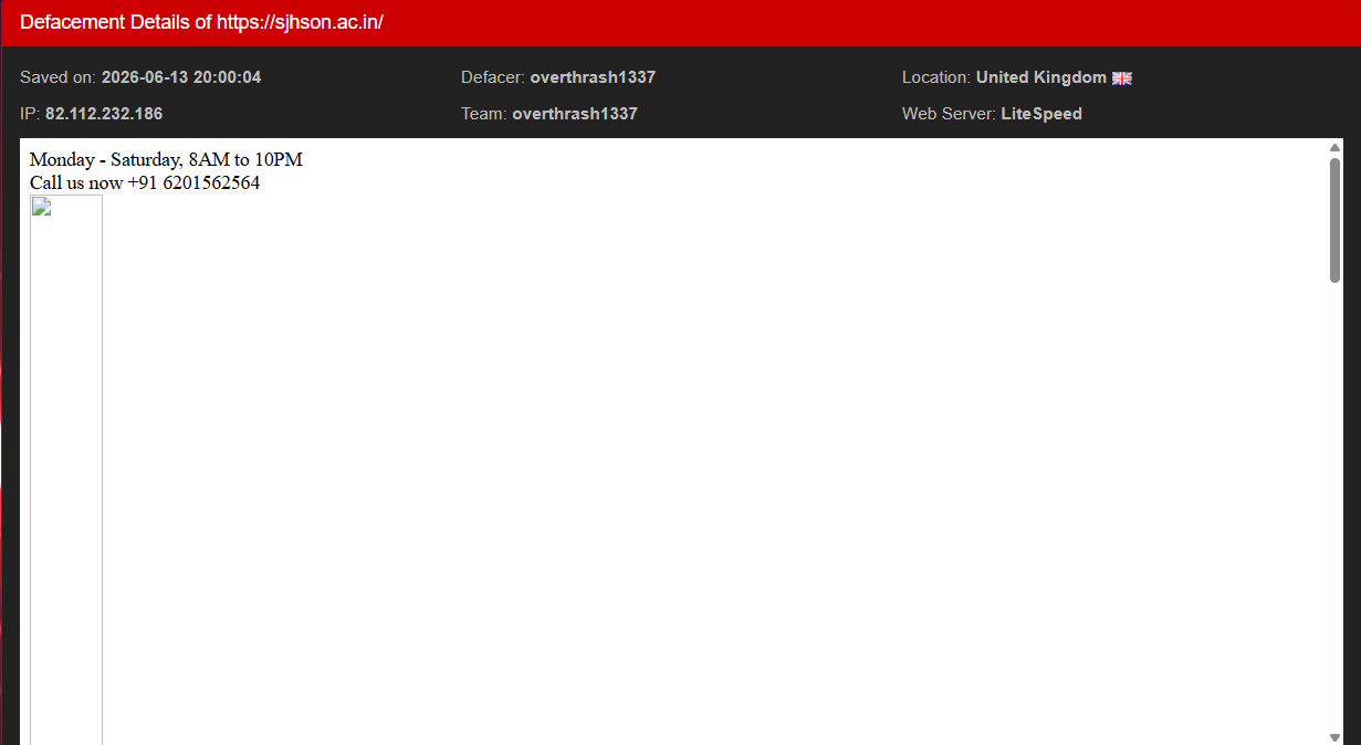 overthrash1337 targets the website of St. Joseph’s Hospital and School of Nursing