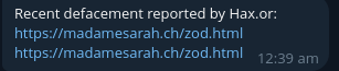 Hax.or targets the website of Madame Sarah