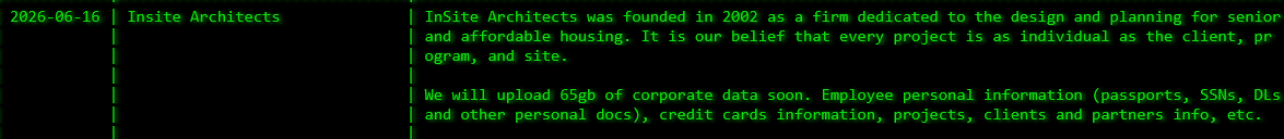 InSite Architects, Inc. falls victim to Akira ransomware