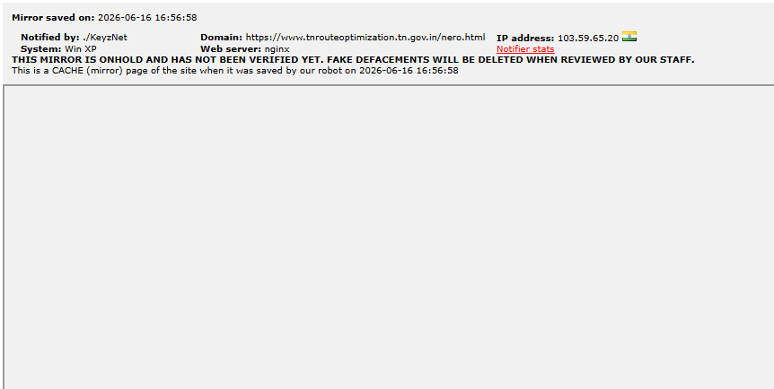 ./KeyzNet targets the website of Transport Department Tamil Nadu