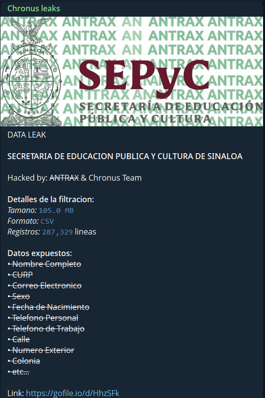 Alleged data leak of SEPyC