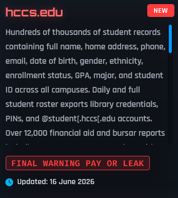 Alleged data breach of Houston City College