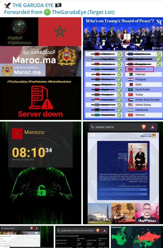 THE GARUDA EYE targets the website of Official portal of Morocco