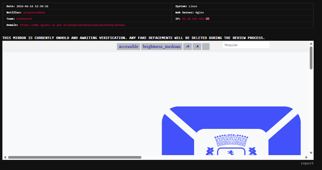 azraelzer0d4y targets the website of Municipal Government Brazil