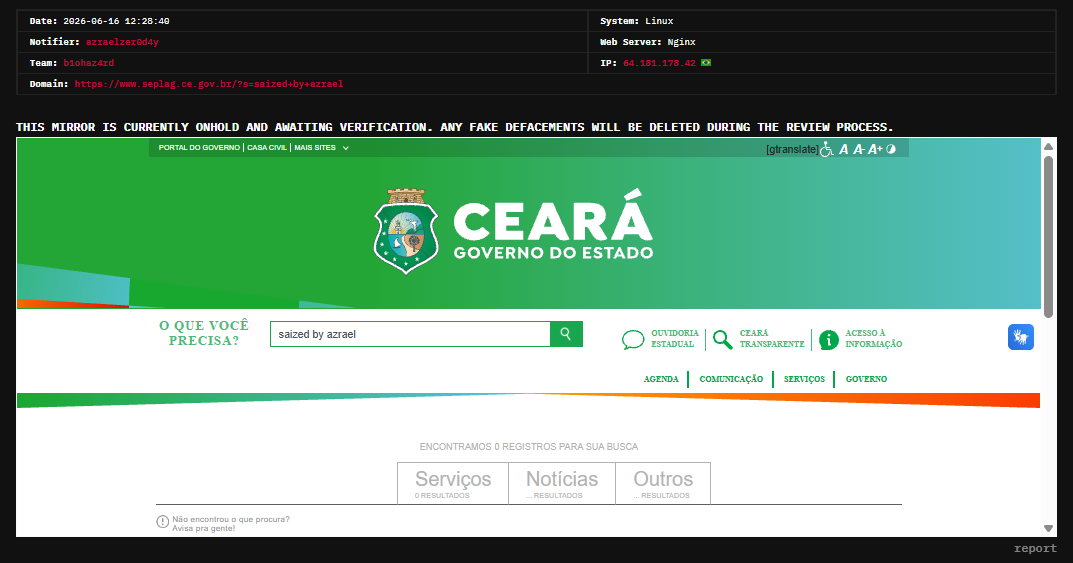 azraelzer0d4y targets the website of SEPLAG-CE