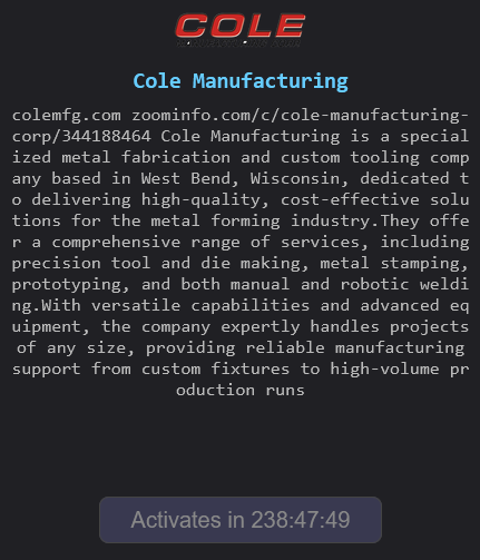 Cole Manufacturing Corporation falls victim to The Gentlemen ransomware