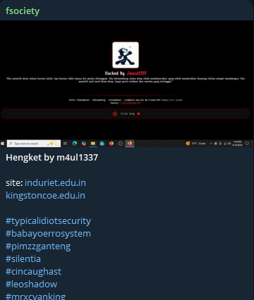 maulnism1337 targets the website of Indur Institute Of Engineering & Technology