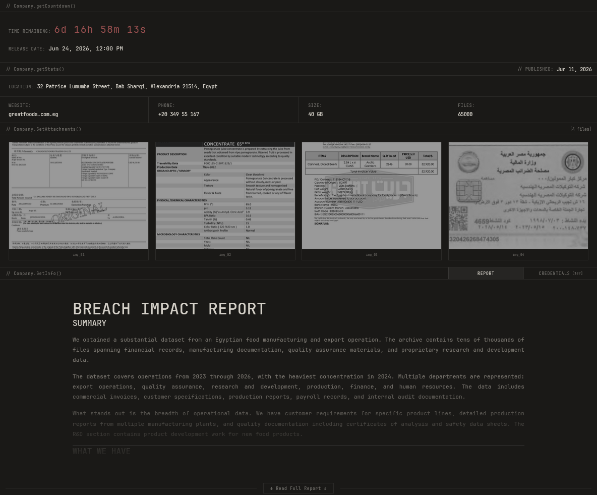 Great Foods, Inc. falls victim to LAMASHTU Ransomware