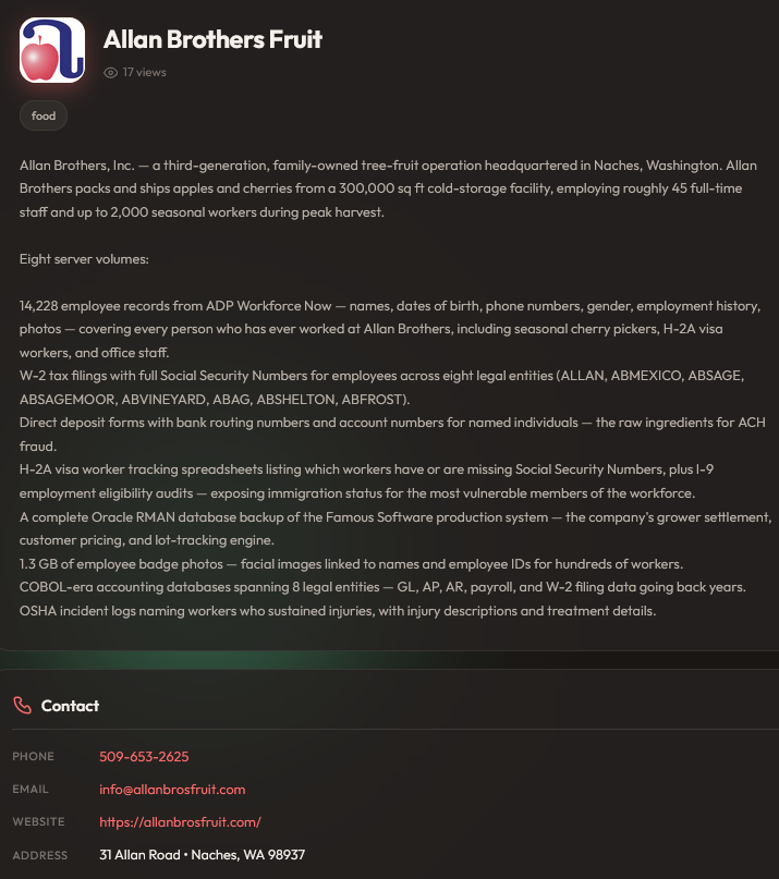Allan Brothers, Inc. falls victim to Aur0ra Ransomware
