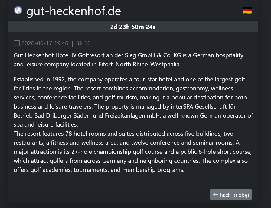 Gut Heckenhof Hotel & Golfresort an der Sieg falls victim to SAFEPAY Ramsomware