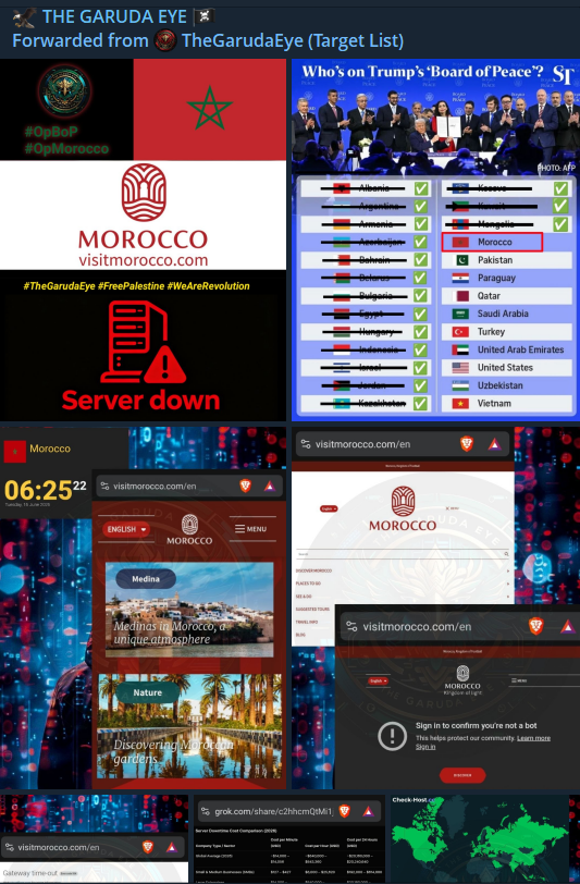 THE GARUDA EYE targets the website of Morocco Government & Online Tourism Portal