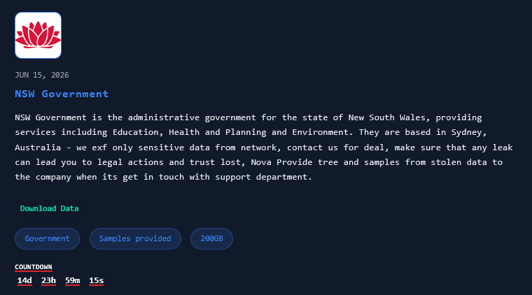 NSW Government falls victim to Nova ransomware