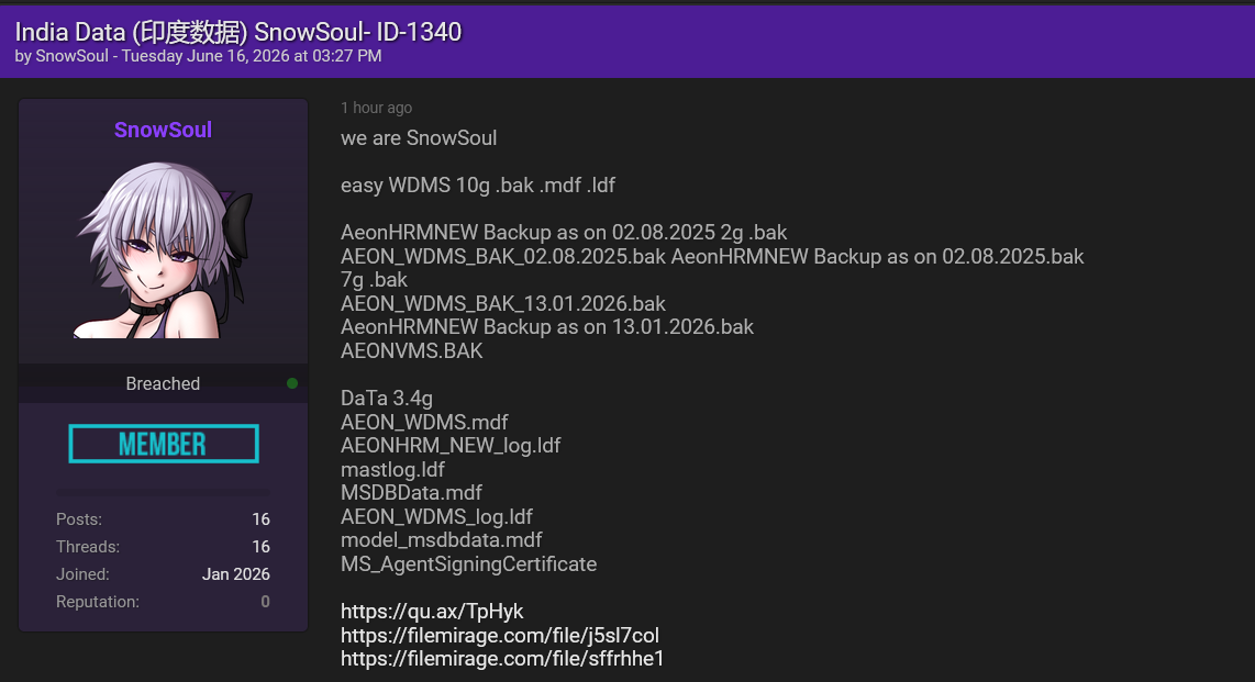 Alleged data leak of Aeon