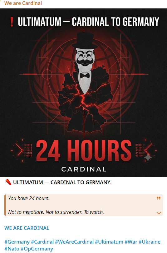 We are Cardinal claims to target Germany