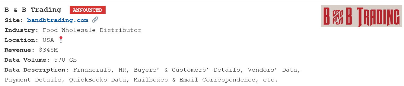 B & B Trading falls victim to PEAR ransomware