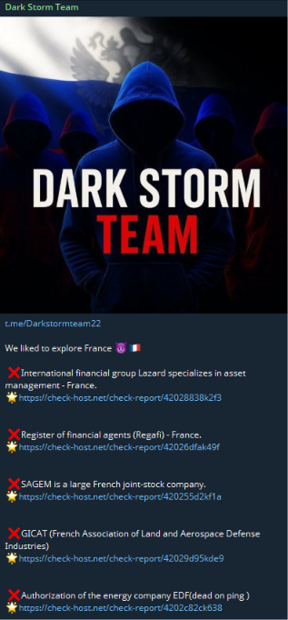 Dark Storm Team targets the website of Electricity of France