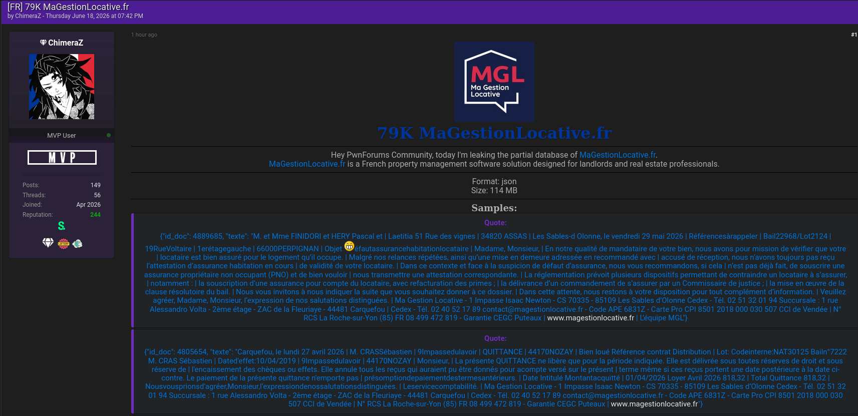 Alleged data breach of Ma Gestion Locative