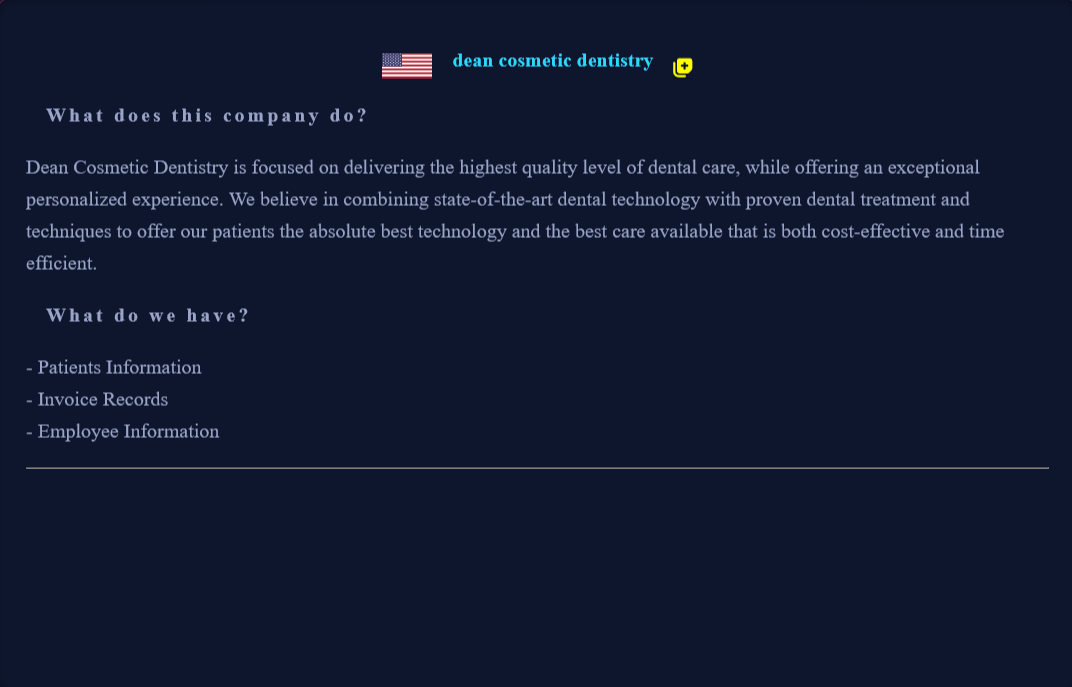 Dean Cosmetic Dentistry Ctr falls victim to NightSpire Ransomware