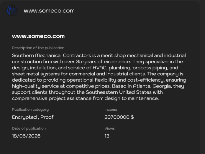 Southern Mechanical Contractors INC falls victim to Lynx ransomware