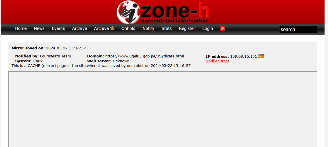 Foursdeath Team targets the website of UGEL 03