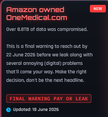 Alleged data breach of One Medical