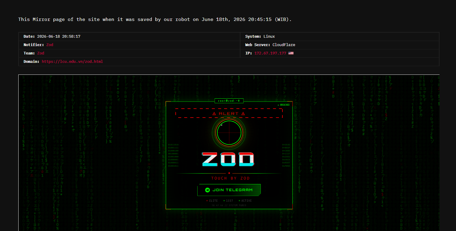 Zod targets the website of Ly Cong Uan