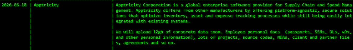 Apptricity Corporation falls victim to Akira ransomware