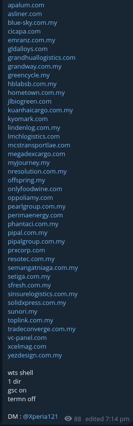 Alleged leak of webshell access to Apalum