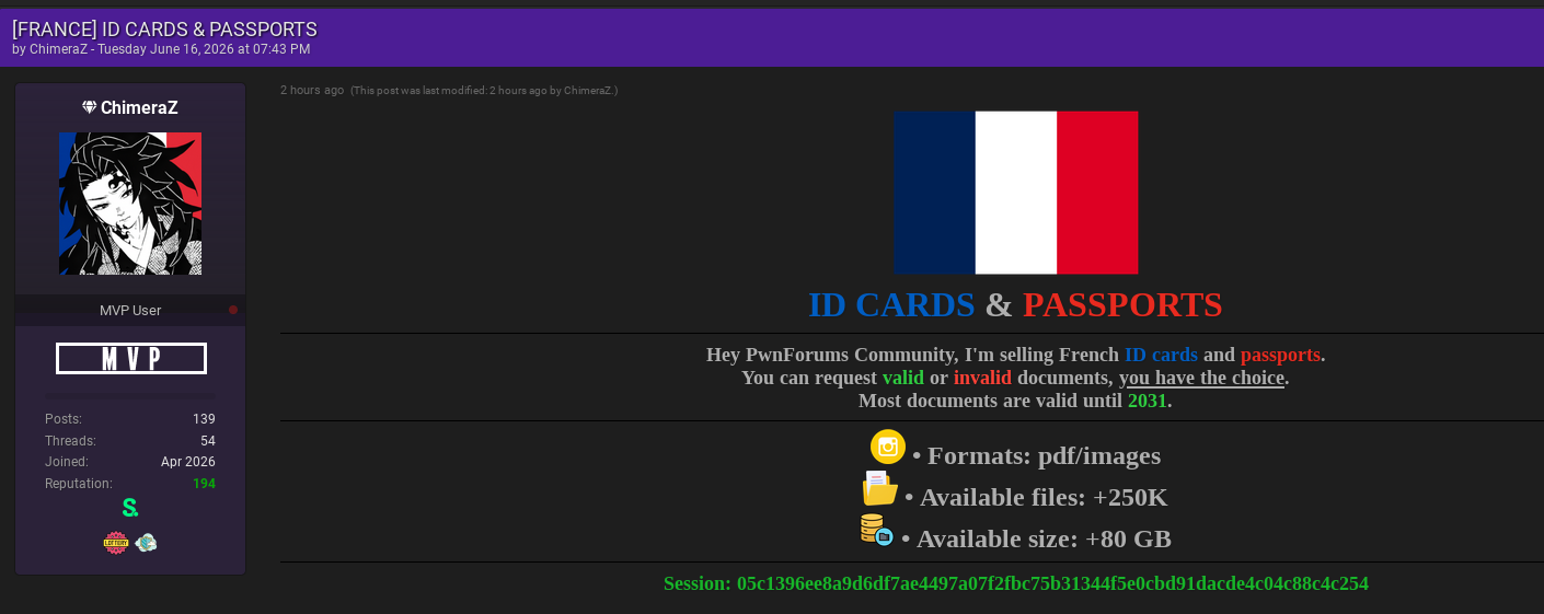 Alleged sale of French ID cards and passports