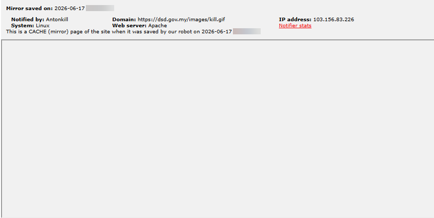 Antonkill targets the website of Department of Skills Development (Malaysia)