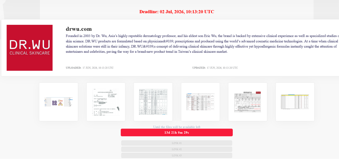 DR.Wu Skincare Co Ltd falls victim to LOCKBIT 5.0 ransomware