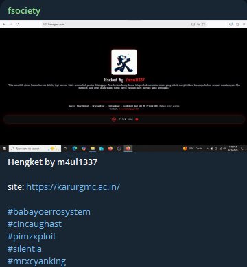 maulnism1337 targets the website of Government Medical College & Hospital Karur
