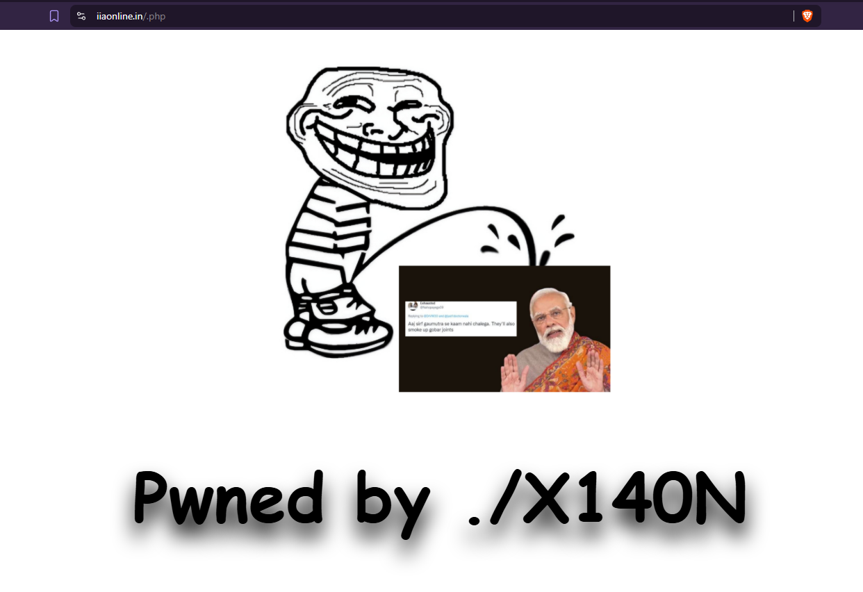 ./X140N targets the website of Indian Industries Association