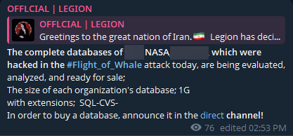 Alleged data breach of NASA