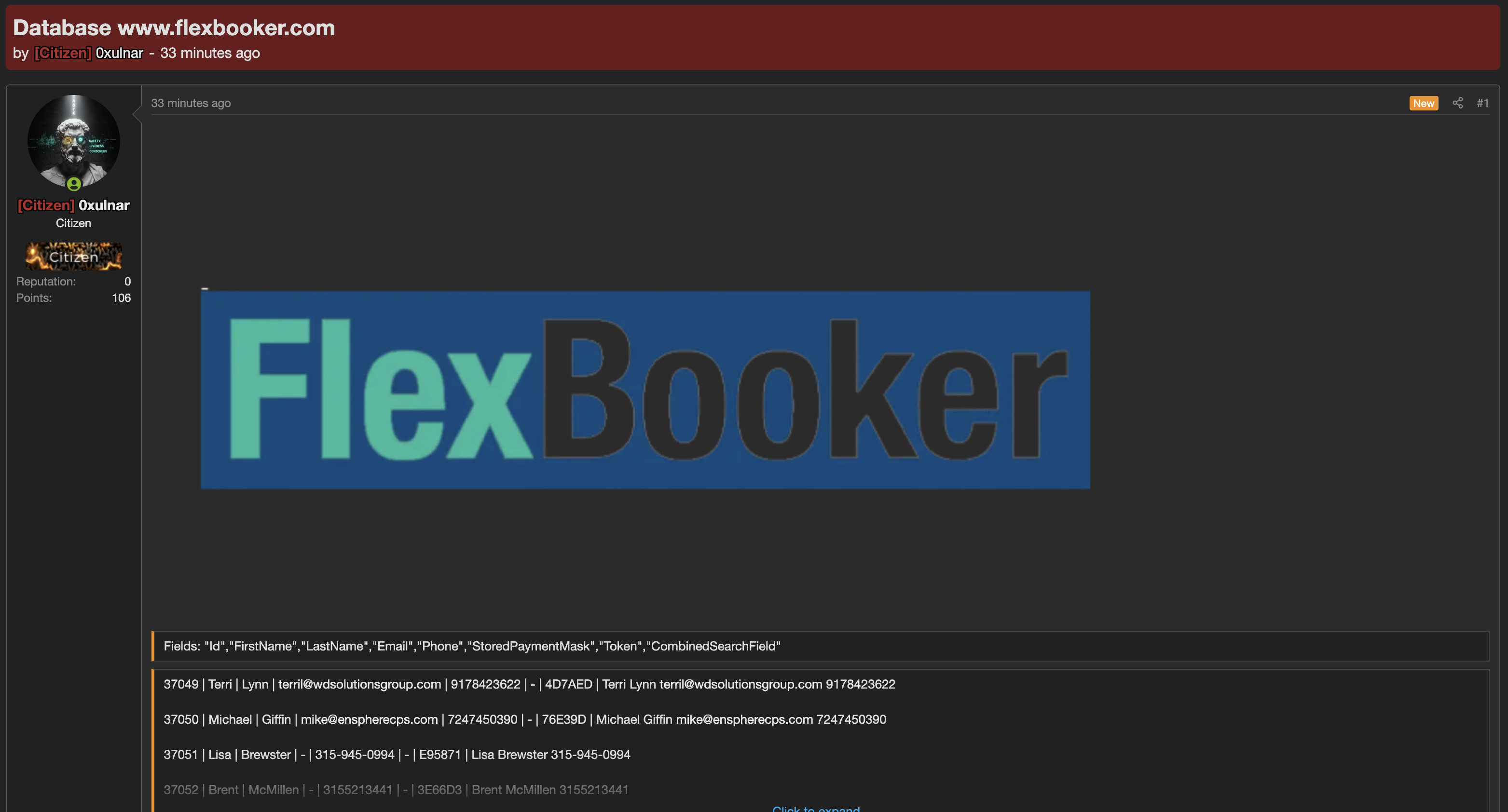 Alleged data breach of FlexBooker