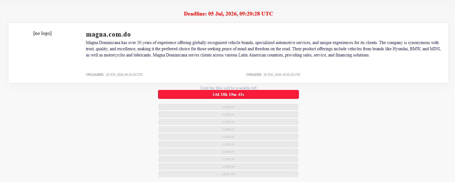 Magna Motors falls victim to LOCKBIT 5.0 Ransomware