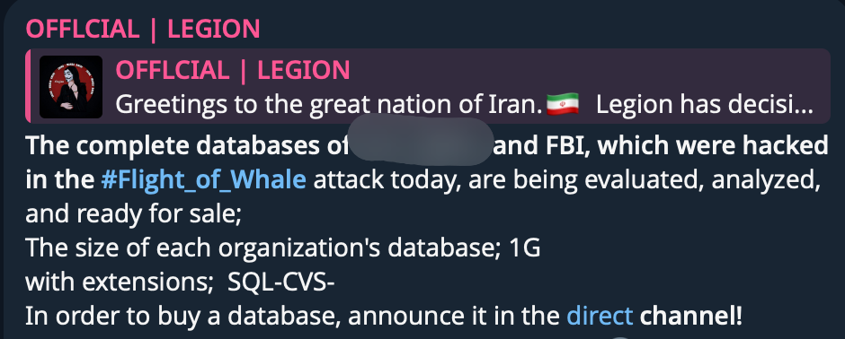 Alleged data breach of Federal Bureau of Investigation (FBI)