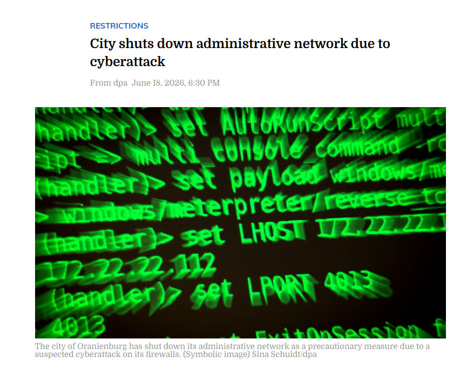 Cyberattack Hits City of Oranienburg