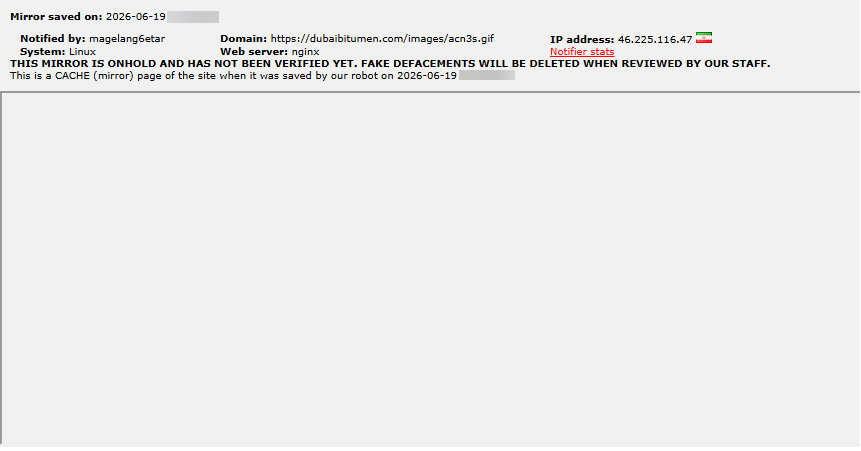 magelang6etar targets the website of Dubai Bitumen Production Company