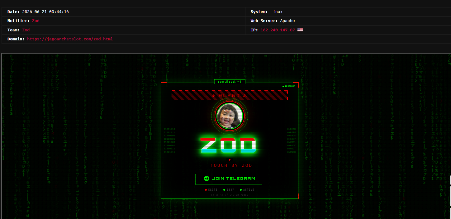 Zod targets the website of JAGOANCHEATSLOT