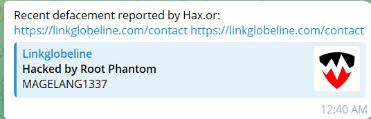 Cyber Threat Intelligence Feeds targets the website of Linkglobeline