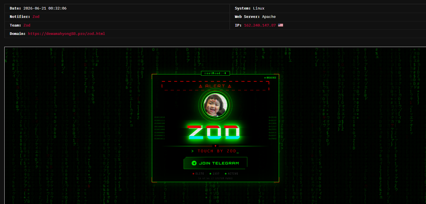 Zod targets the website of Dewamahyong88