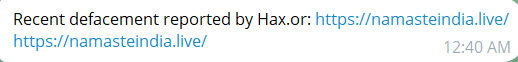 Hax.or targets the website of Namaste India