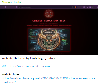 Chronus leaks targets the website of Michoacán Institute of Educational Sciences José María Morelos