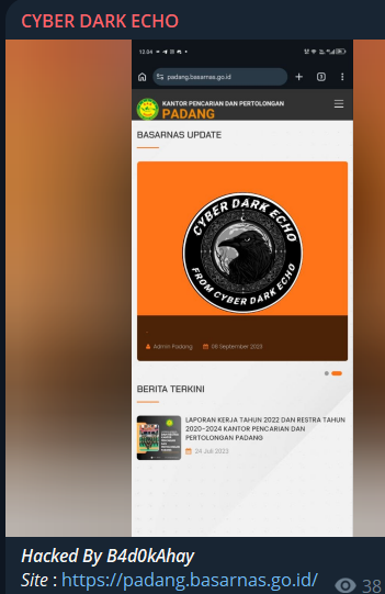 CYBER DARK ECHO targets the website of Padang Search and Rescue Office